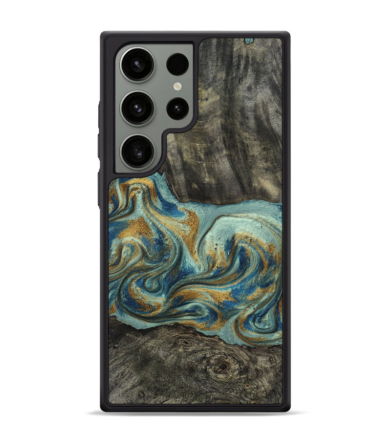 Galaxy S24 Ultra Wood Phone Case - Oren (Teal & Gold, 815309)