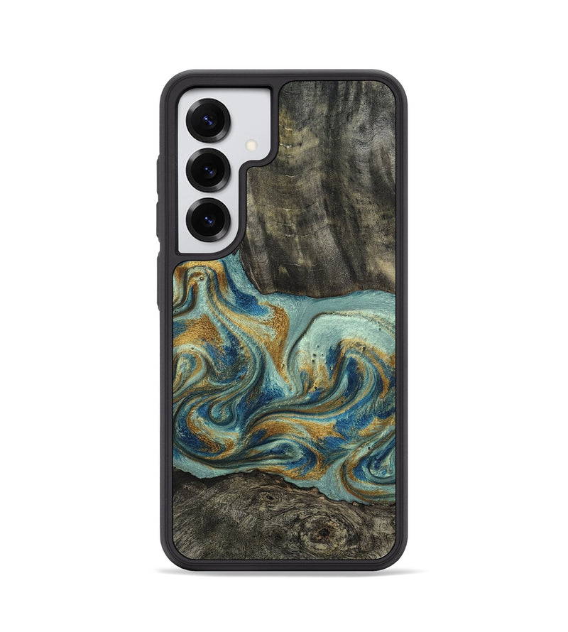 Galaxy S25 Wood Phone Case - Oren (Teal & Gold, 815309)