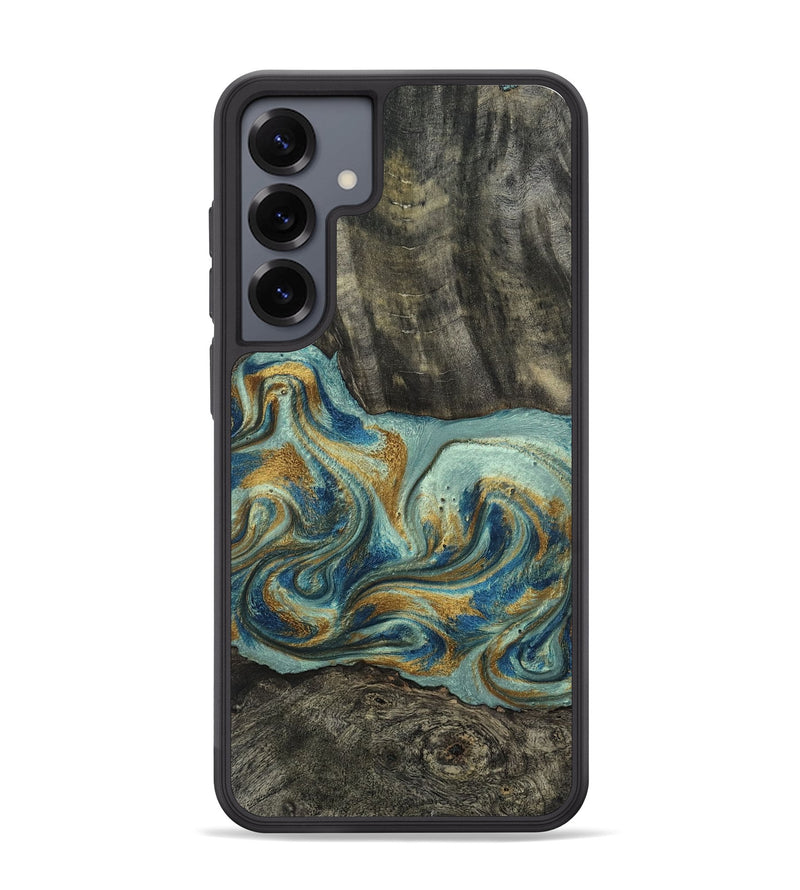 Galaxy S25 Plus Wood Phone Case - Oren (Teal & Gold, 815309)