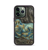 iPhone 13 Pro Wood Phone Case - Oren (Teal & Gold, 815309)