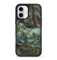 iPhone 16 Plus Wood Phone Case - Oren (Teal & Gold, 815309)