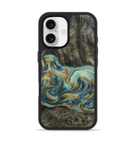 iPhone 17 Wood Phone Case - Oren (Teal & Gold, 815309)