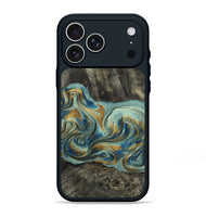 iPhone 17 Pro Max Wood Phone Case - Oren (Teal & Gold, 815309)