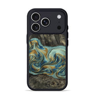 iPhone 17 Pro Wood Phone Case - Oren (Teal & Gold, 815309)