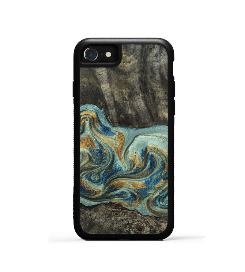 iPhone SE Wood Phone Case - Oren (Teal & Gold, 815309)