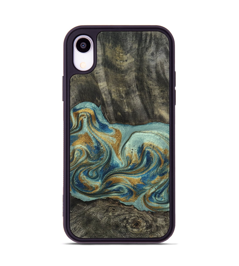 iPhone Xr Wood Phone Case - Oren (Teal & Gold, 815309)