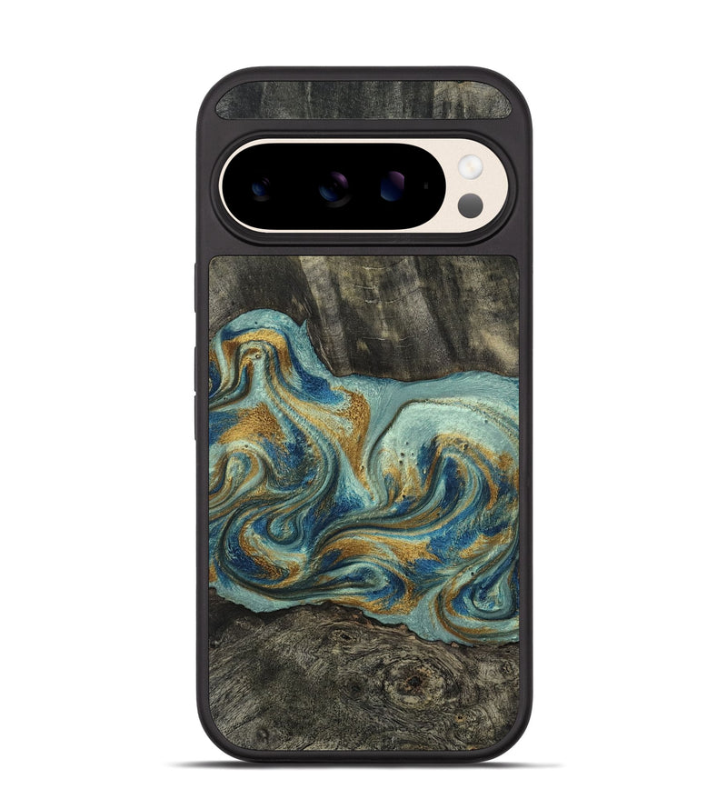 Pixel 10 Pro Wood Phone Case - Oren (Teal & Gold, 815309)