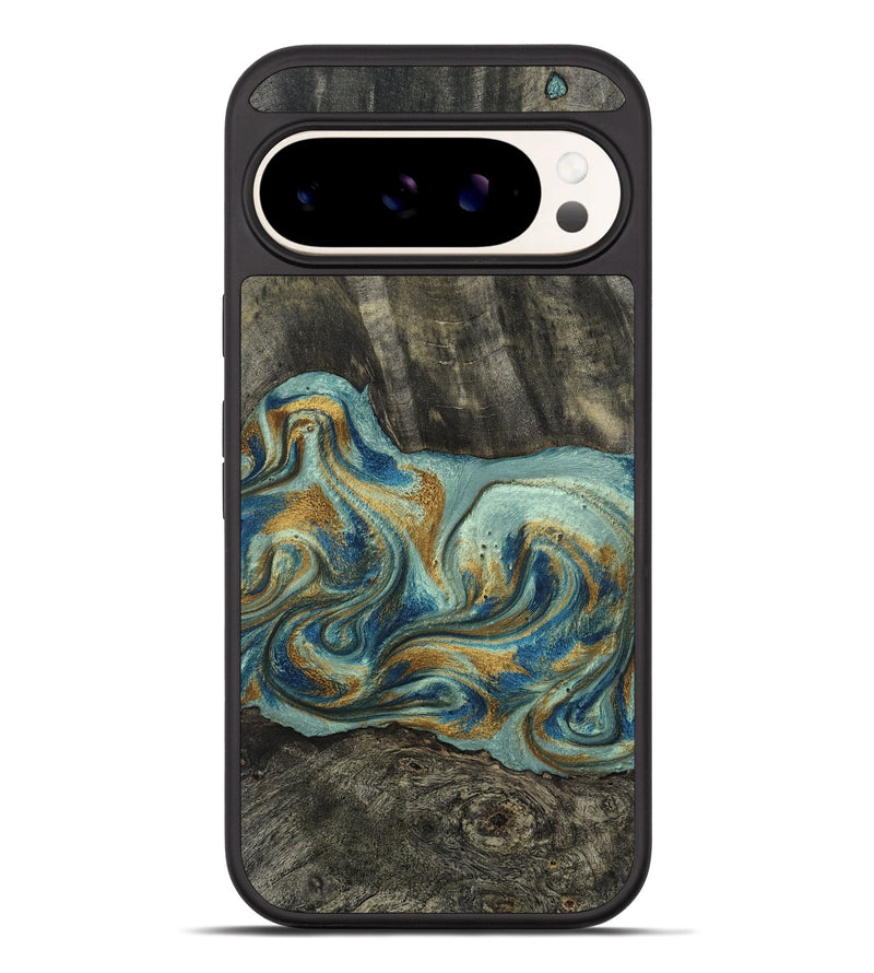 Pixel 10 Pro XL Wood Phone Case - Oren (Teal & Gold, 815309)