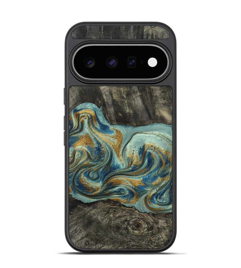 Pixel 11 Pro Wood Phone Case - Oren (Teal & Gold, 815309)