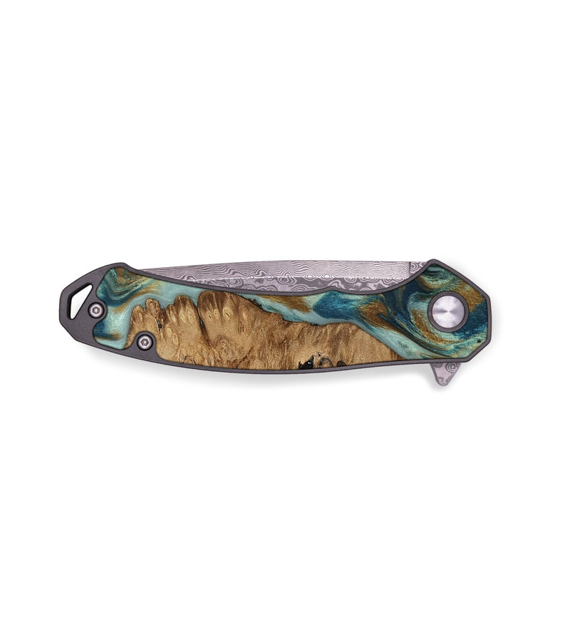 EDC Wood Pocket Knife - Karly (Teal & Gold, 815310)