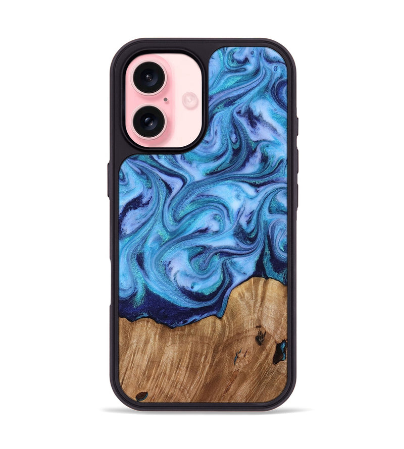 iPhone 16 Wood Phone Case - Felipe (Blue, 815335)
