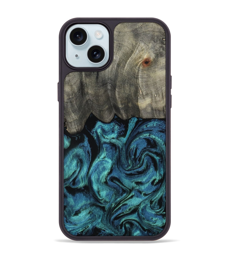 iPhone 15 Plus Wood Phone Case - Kaysen (Blue, 815336)