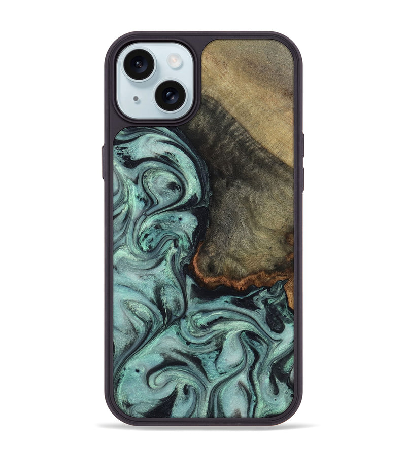 iPhone 15 Plus Wood Phone Case - Enzo (Green, 815344)