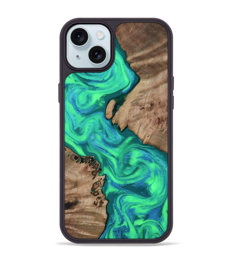iPhone 15 Plus Wood Phone Case - Carlos (Green, 815346)