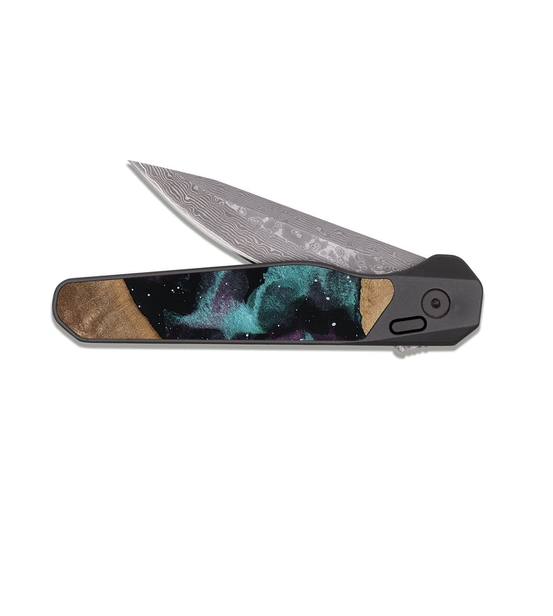 EDC Dark Damascus Wood Pocket Knife - Alice (Cosmos, 815428)