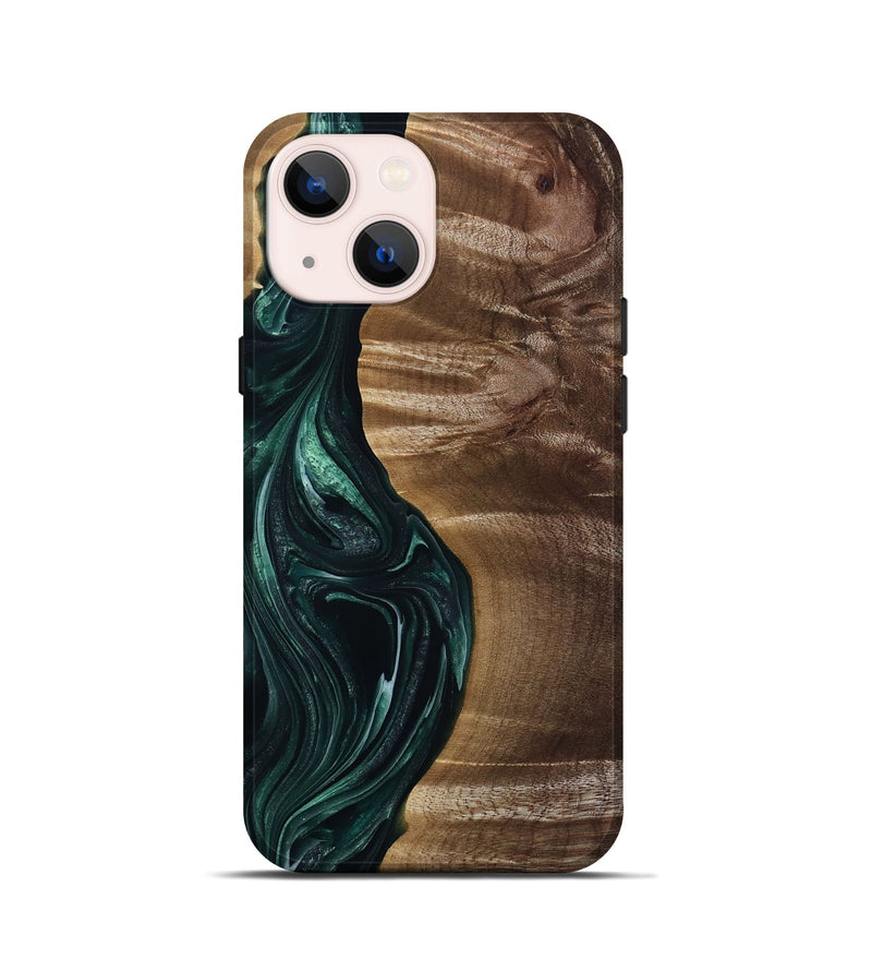 iPhone 13 mini Wood Live Edge Phone Case - Kenzie (Green, 815442)