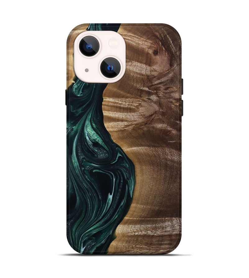 iPhone 14 Wood Live Edge Phone Case - Kenzie (Green, 815442)