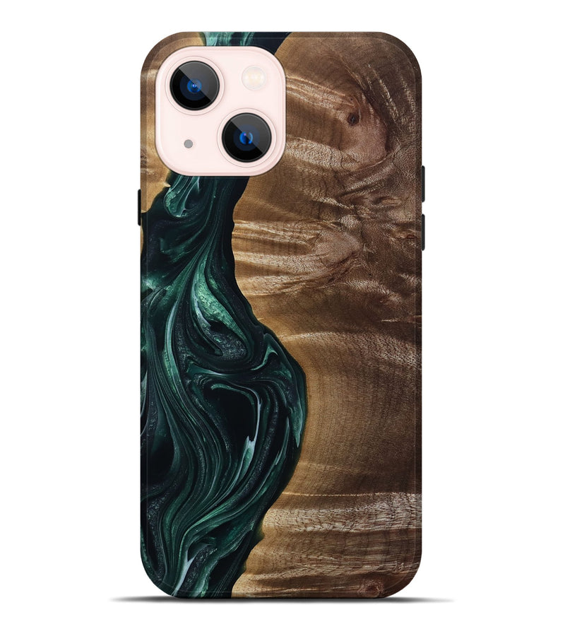 iPhone 14 Plus Wood Live Edge Phone Case - Kenzie (Green, 815442)