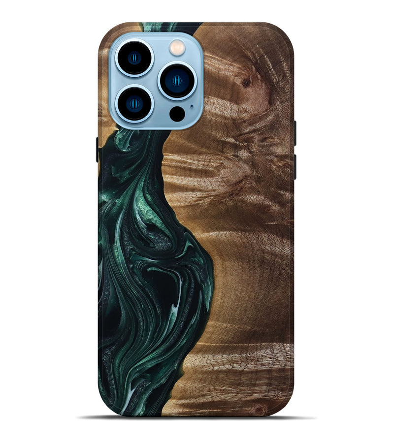 iPhone 14 Pro Max Wood Live Edge Phone Case - Kenzie (Green, 815442)