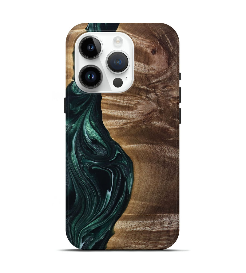 iPhone 15 Pro Wood Live Edge Phone Case - Kenzie (Green, 815442)