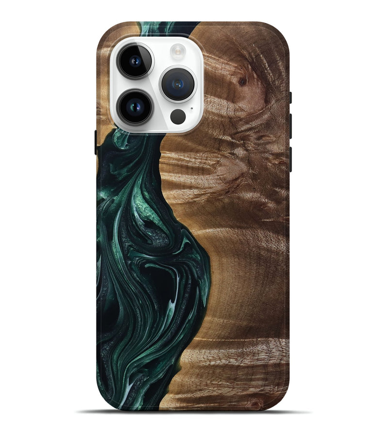 iPhone 15 Pro Max Wood Live Edge Phone Case - Kenzie (Green, 815442)