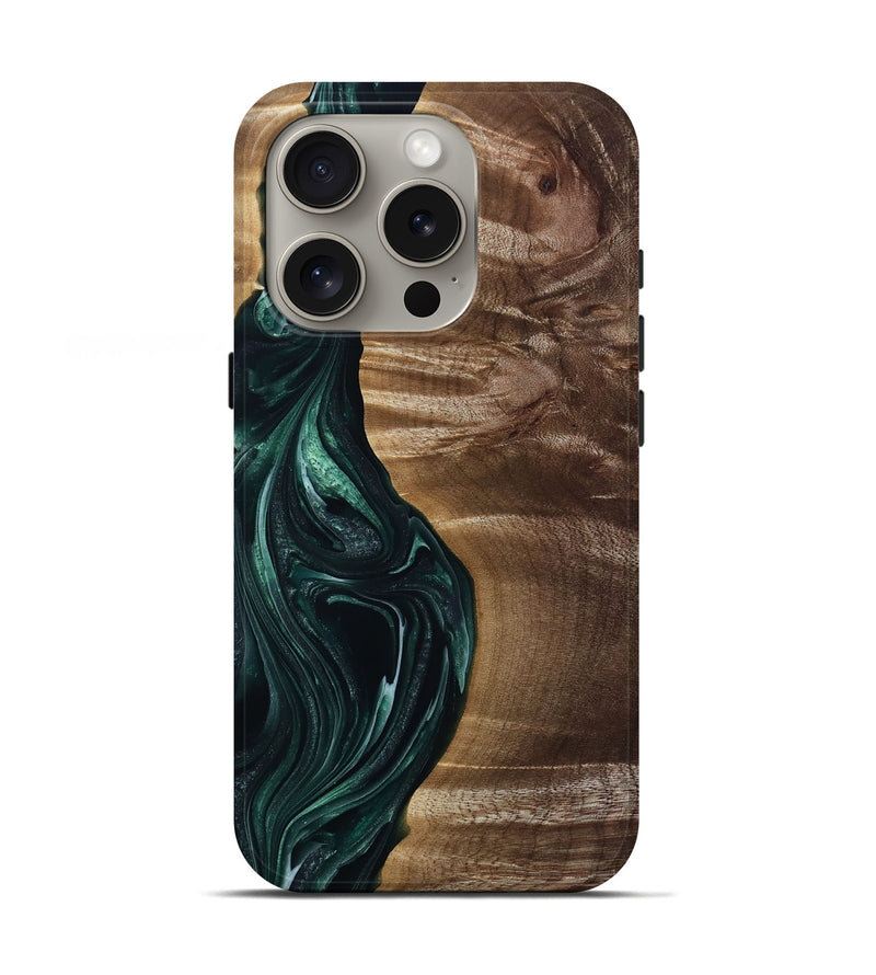 iPhone 16 Pro Wood Live Edge Phone Case - Kenzie (Green, 815442)