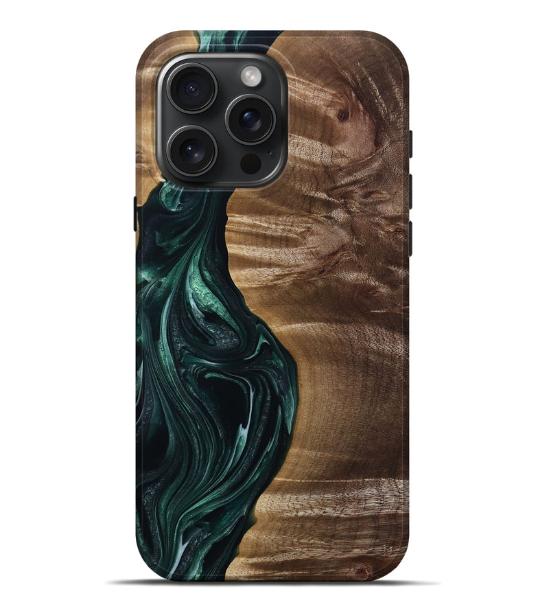 iPhone 16 Pro Max Wood Live Edge Phone Case - Kenzie (Green, 815442)