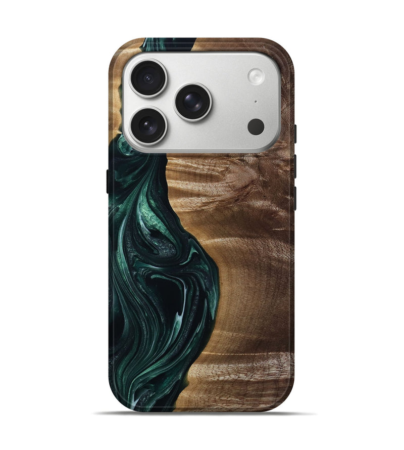iPhone 17 Pro Wood Live Edge Phone Case - Kenzie (Green, 815442)