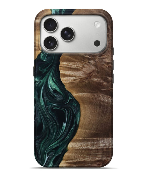 iPhone 17 Pro Max Wood Live Edge Phone Case - Kenzie (Green, 815442)