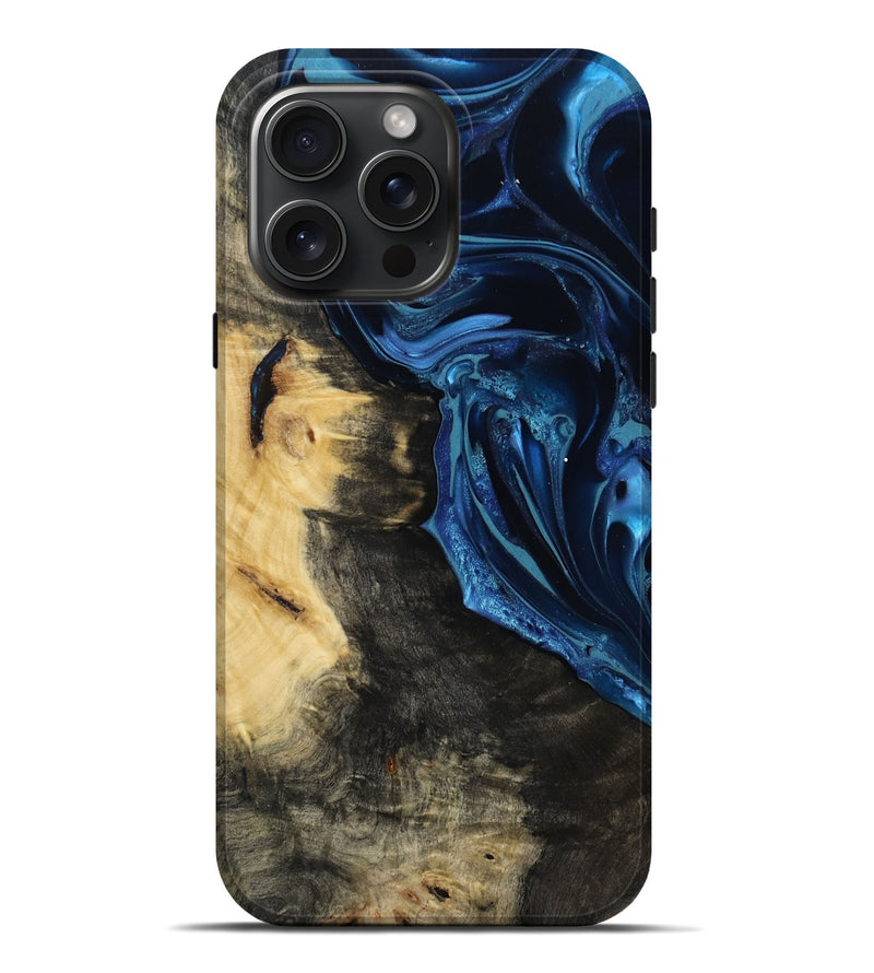 iPhone 16 Pro Max Wood Live Edge Phone Case - Marisol (Blue, 815446)
