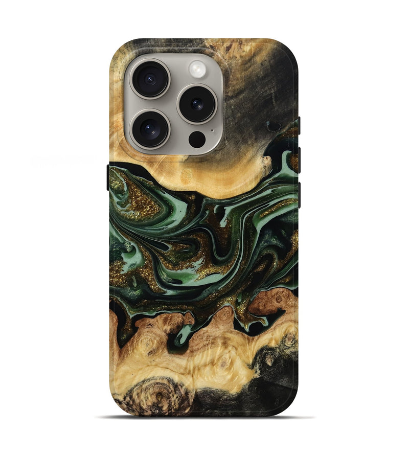 iPhone 16 Pro Wood Live Edge Phone Case - Jaclyn (Green, 815448)