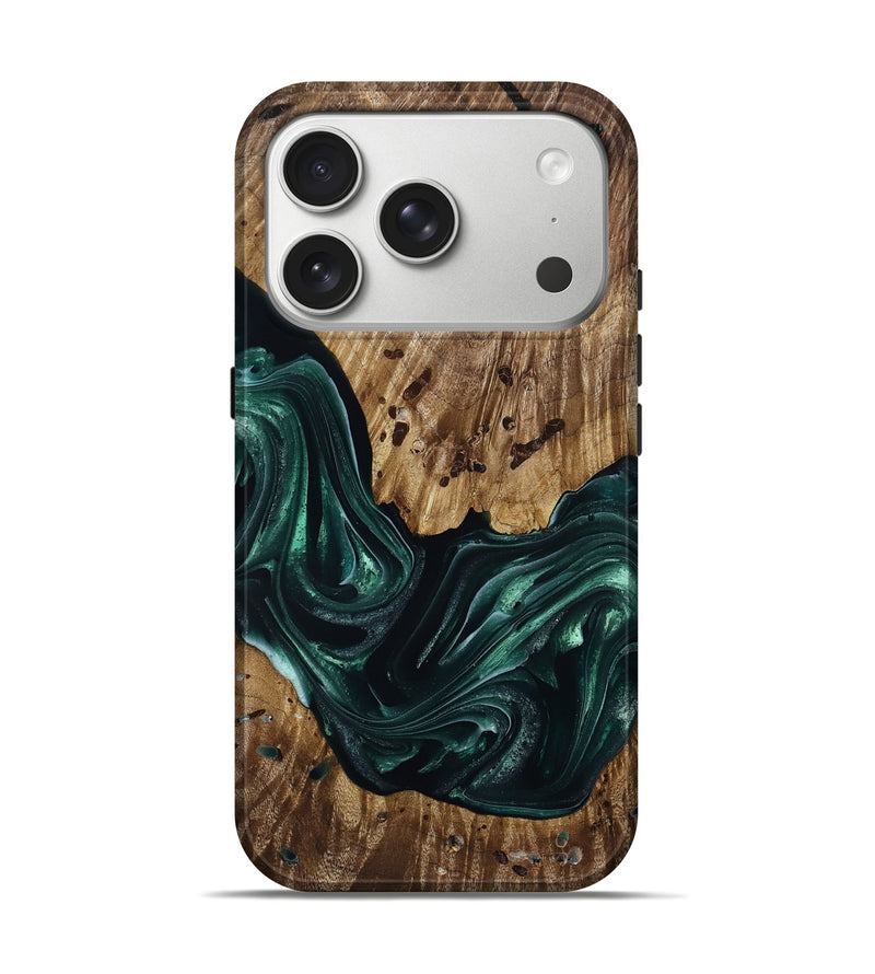 iPhone 17 Pro Wood Live Edge Phone Case - Malachi (Green, 815451)
