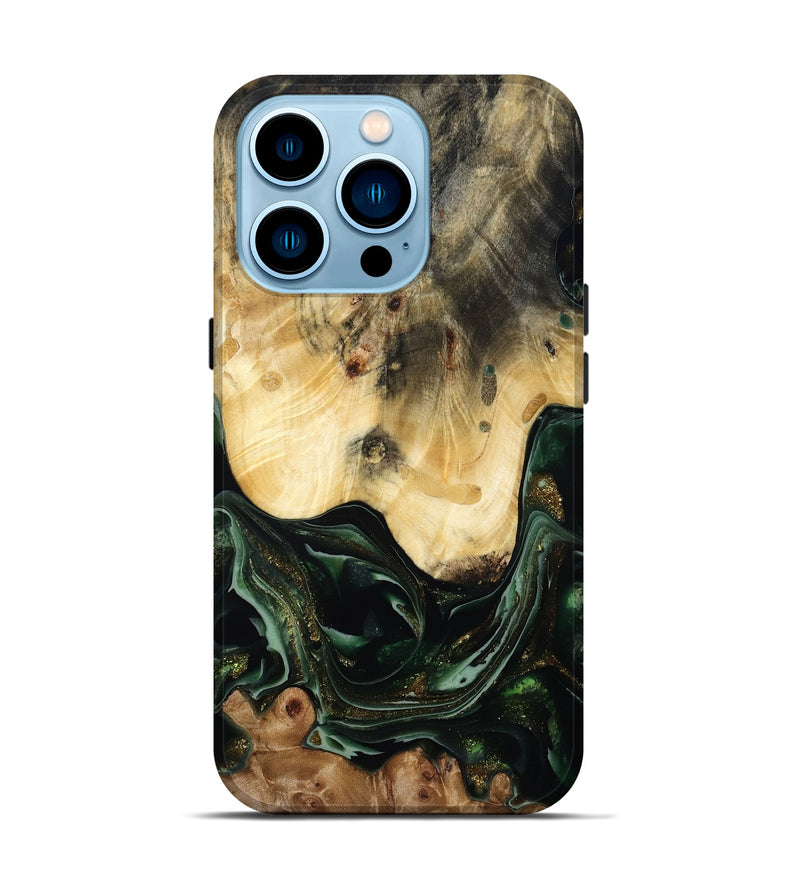 iPhone 14 Pro Wood Live Edge Phone Case - Aditya (Green, 815458)