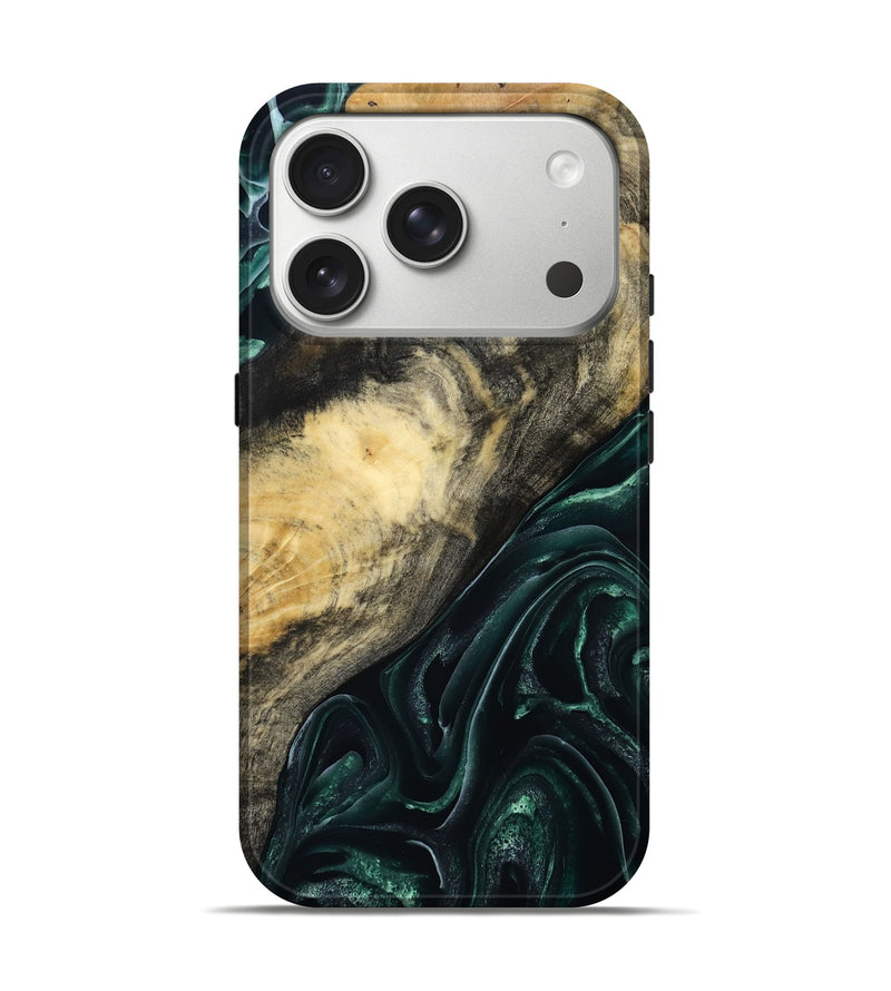 iPhone 17 Pro Wood Live Edge Phone Case - Nancy (Green, 815460)