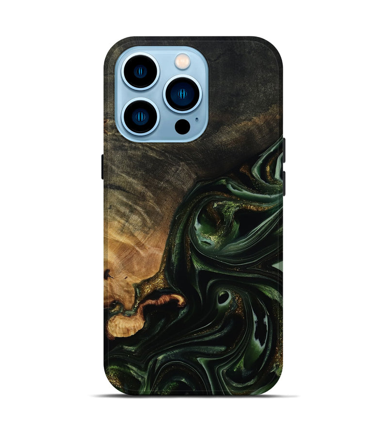 iPhone 14 Pro Wood Live Edge Phone Case - Cordie (Green, 815463)