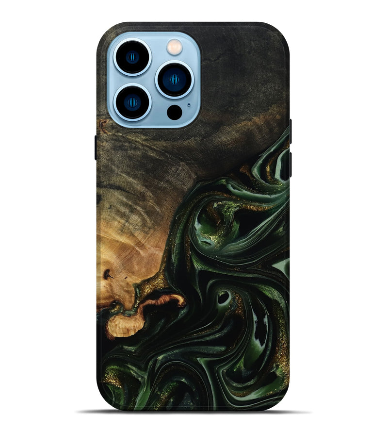 iPhone 14 Pro Max Wood Live Edge Phone Case - Cordie (Green, 815463)