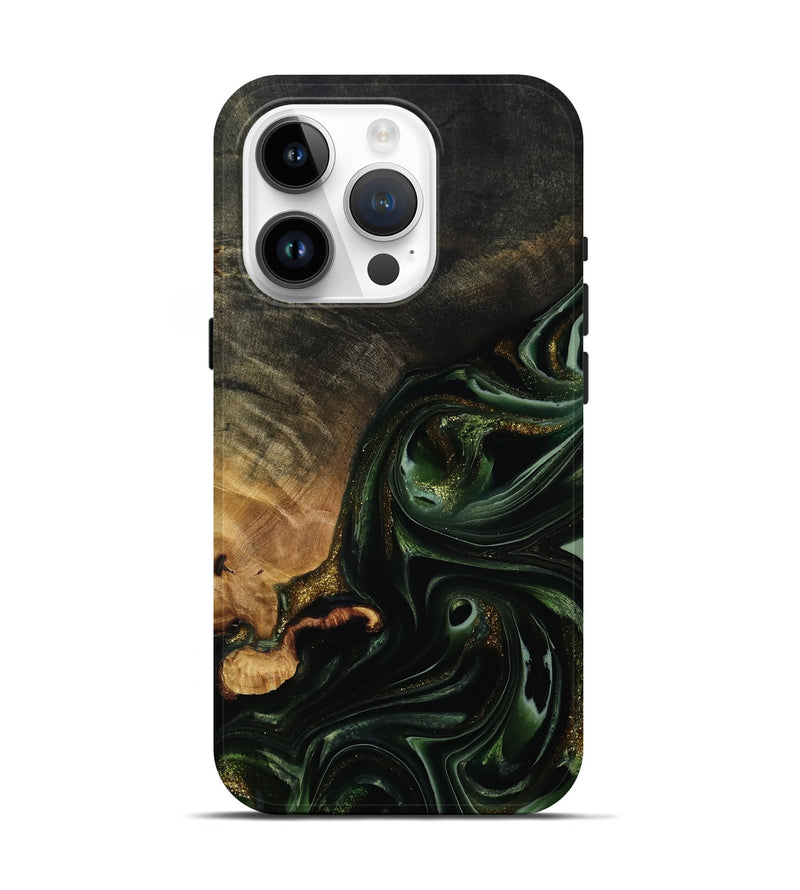 iPhone 15 Pro Wood Live Edge Phone Case - Cordie (Green, 815463)