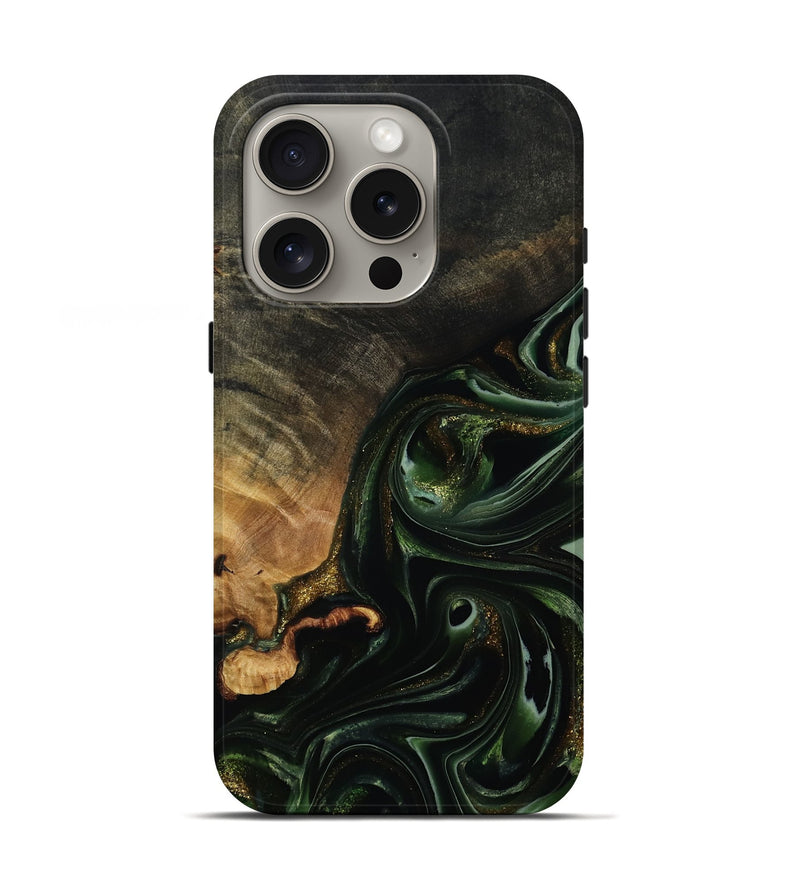 iPhone 16 Pro Wood Live Edge Phone Case - Cordie (Green, 815463)