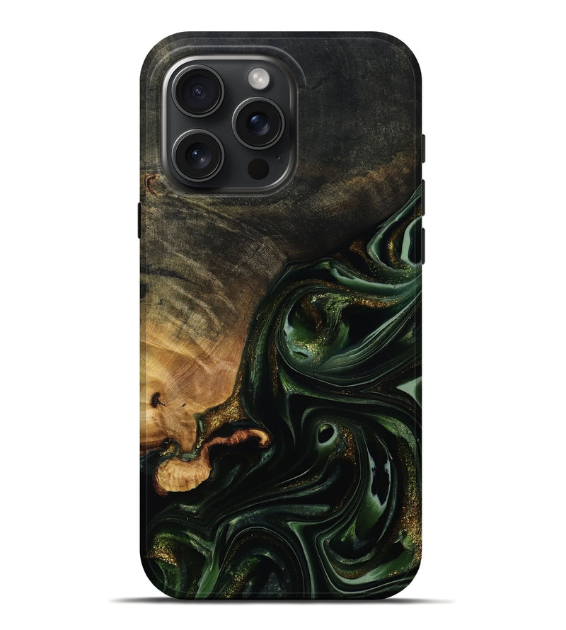 iPhone 16 Pro Max Wood Live Edge Phone Case - Cordie (Green, 815463)
