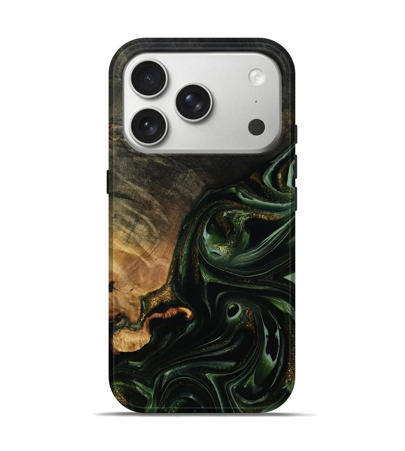 iPhone 17 Pro Wood Live Edge Phone Case - Cordie (Green, 815463)