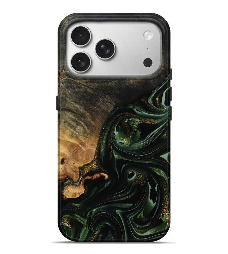 iPhone 17 Pro Max Wood Live Edge Phone Case - Cordie (Green, 815463)