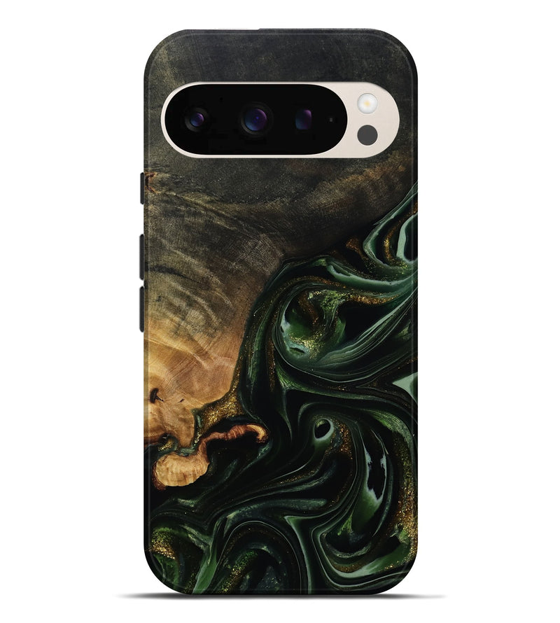 Pixel 10 Pro XL Wood Live Edge Phone Case - Cordie (Green, 815463)