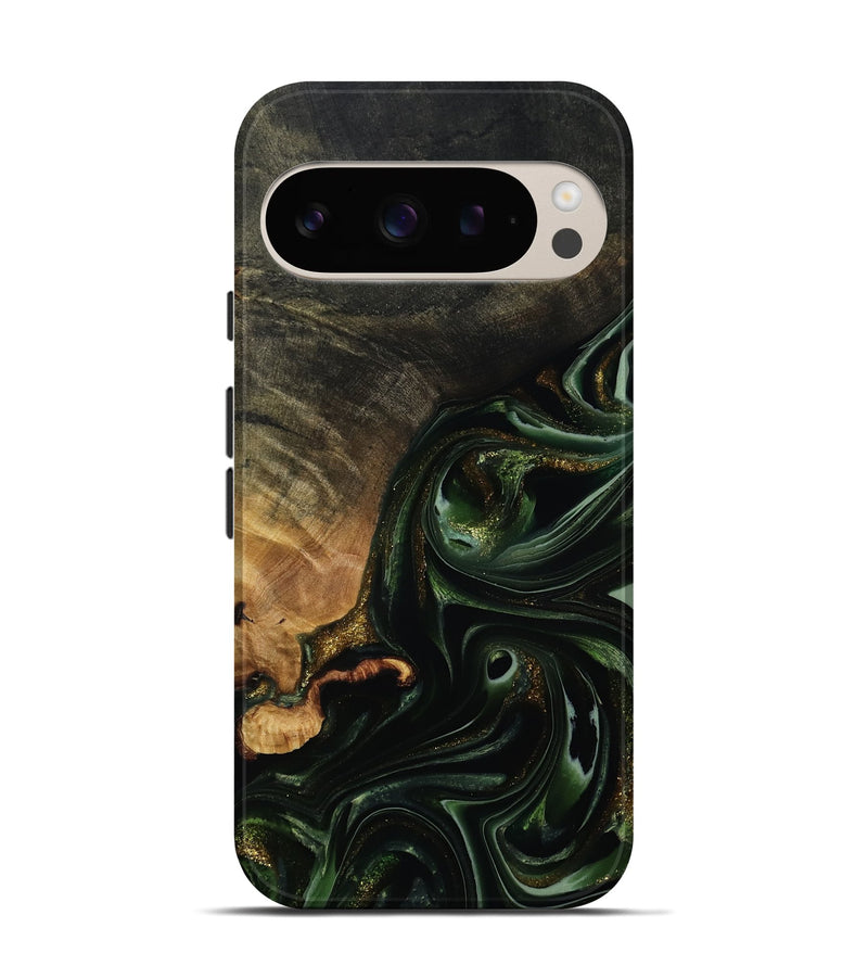 Pixel 9 Pro Wood Live Edge Phone Case - Cordie (Green, 815463)