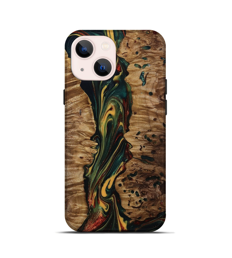 iPhone 13 mini Wood Live Edge Phone Case - Lisette (Green, 815475)