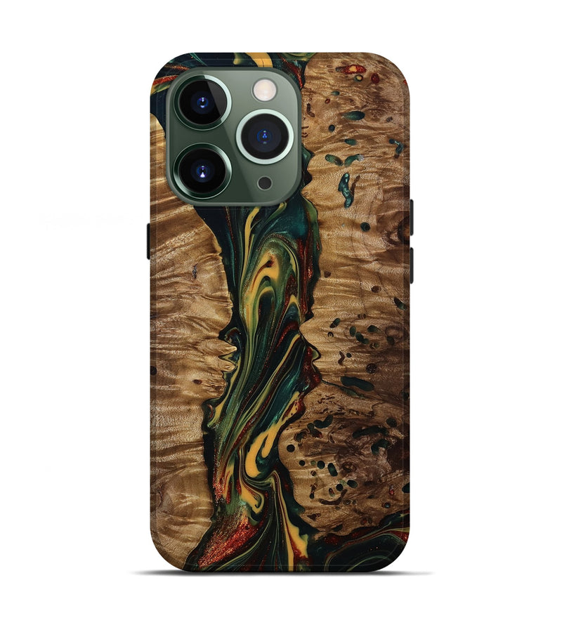 iPhone 13 Pro Wood Live Edge Phone Case - Lisette (Green, 815475)