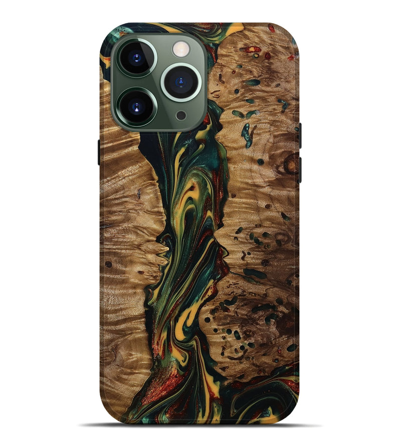 iPhone 13 Pro Max Wood Live Edge Phone Case - Lisette (Green, 815475)