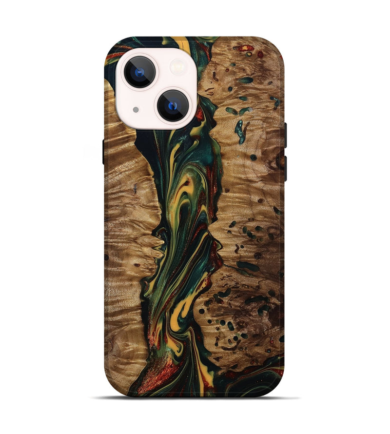 iPhone 14 Wood Live Edge Phone Case - Lisette (Green, 815475)