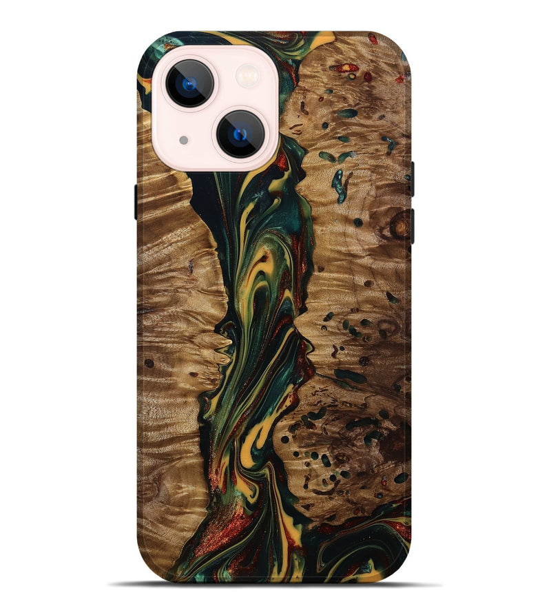 iPhone 14 Plus Wood Live Edge Phone Case - Lisette (Green, 815475)