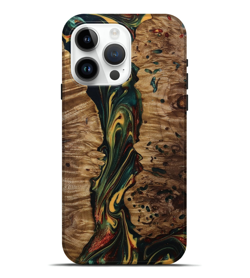 iPhone 15 Pro Max Wood Live Edge Phone Case - Lisette (Green, 815475)