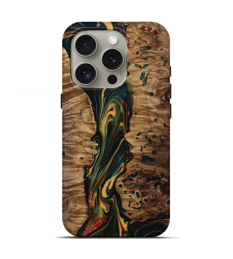 iPhone 16 Pro Wood Live Edge Phone Case - Lisette (Green, 815475)